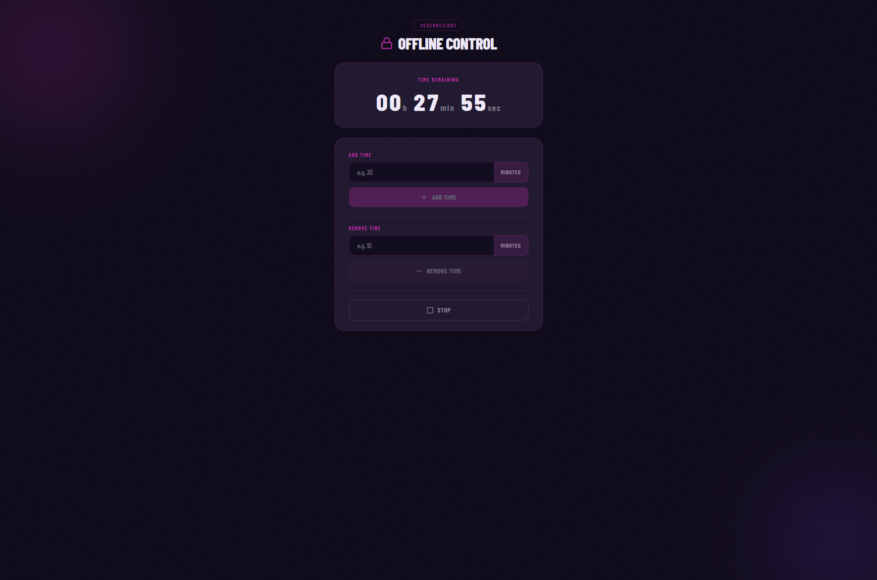 DegenShackles offline control timer