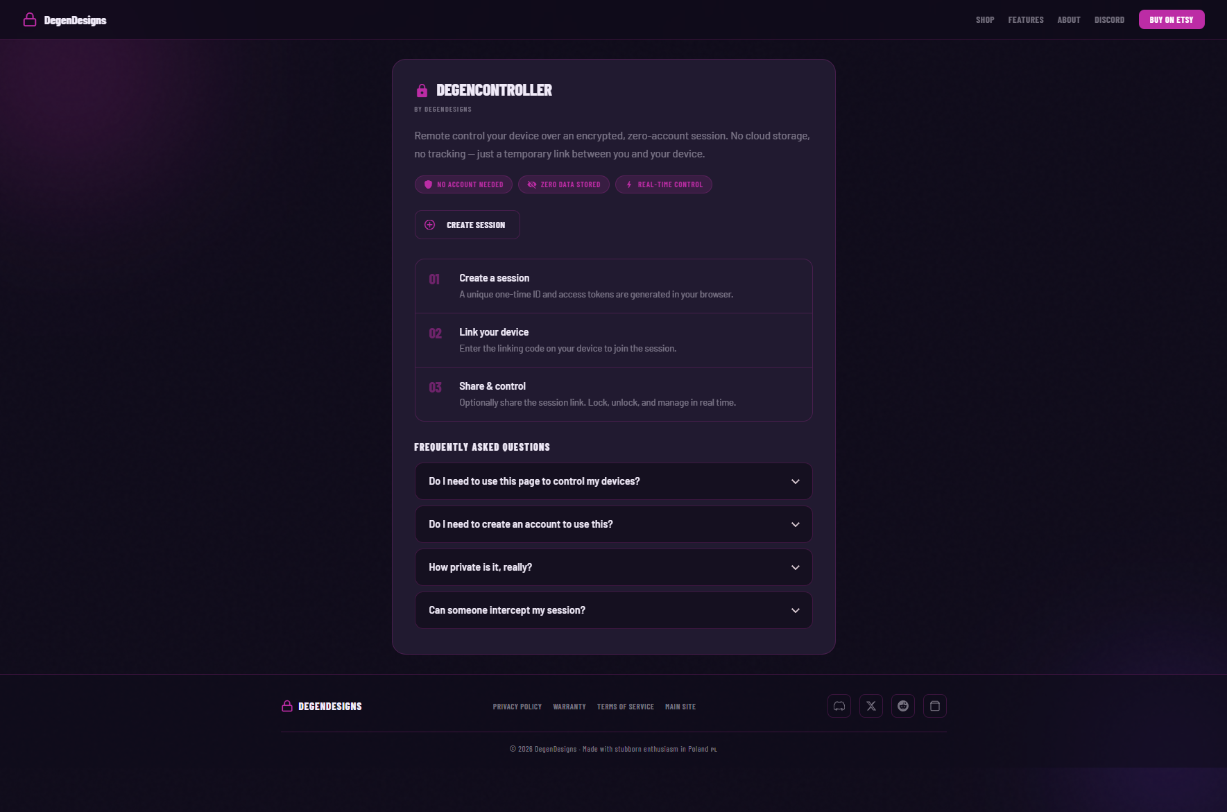 DegenController remote session view
