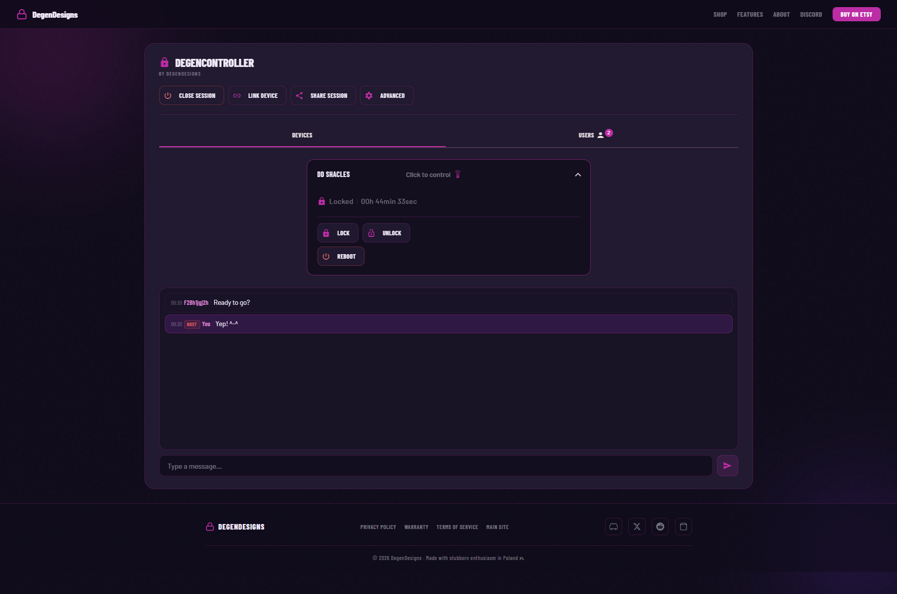 DegenController lock dialog